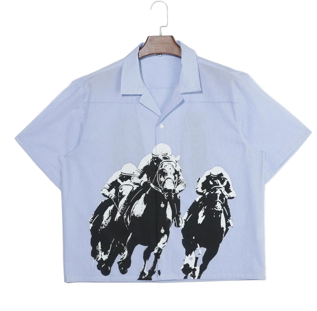JOCKEY CROPPED BUTTON UP