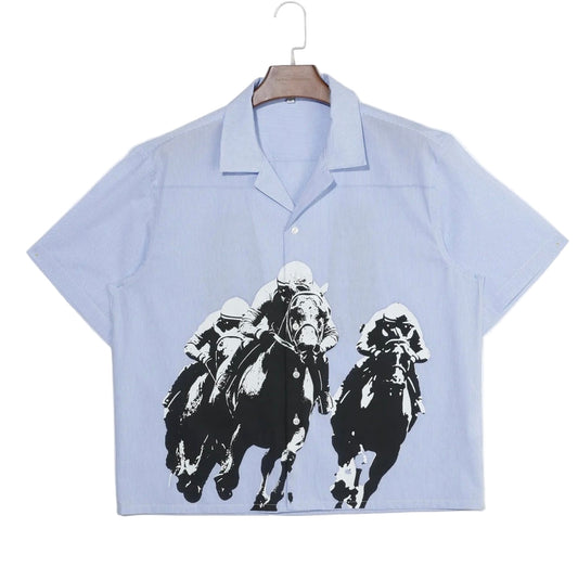 JOCKEY CROPPED BUTTON UP